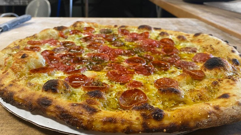 Whole pepperoni pizza from Tyler's Pizzeria & Bakery 