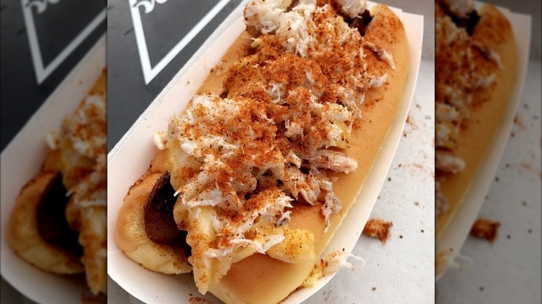 crab covered hot dog from Stuggy's