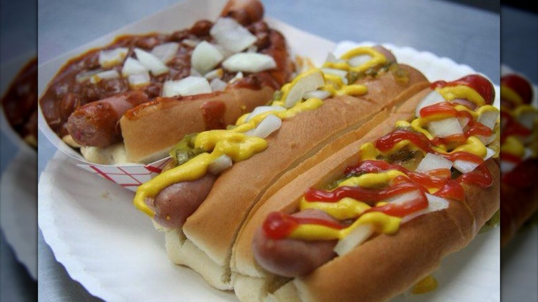 various hot dogs from Gilley's Diner in New Hampshire