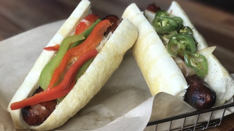 bahn mi style hot dogs from Wurst Bier Hall