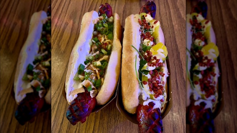 two hot dogs from Third Coast Hot Dogs in Portland