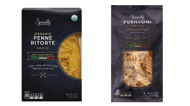 A black box of Aldi Specially Selected organic penne ritorte