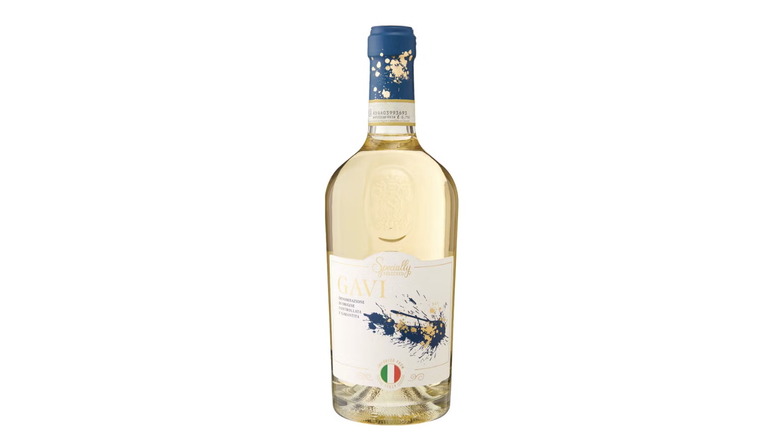 A bottle of Aldi Specially Selected Gavi white wine imported from Italy