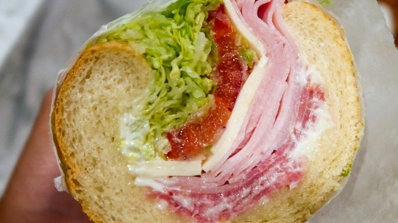 Close up of Lou's Louie Italian sub
