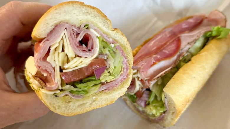 A closeup of Gaudiello's Italian hoagie or sub