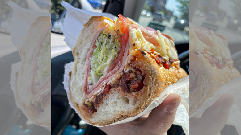 A close up of Ramona's Italian sub