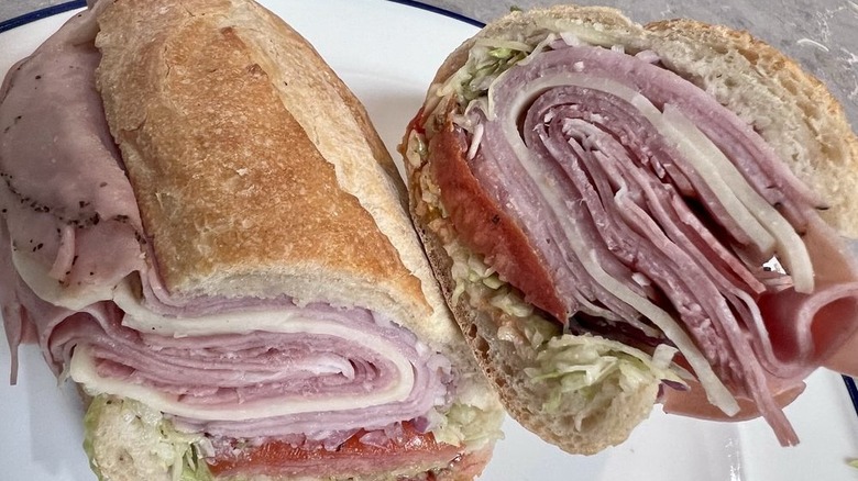 Spiral patterns of meat and cheese in the Di Pasquale's Italian sub