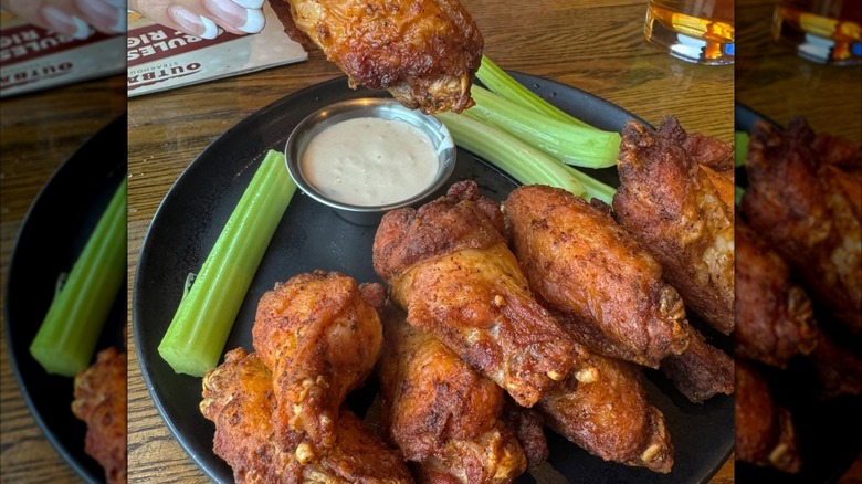 Outback Steakhouse kookaburra wings with celery and blue cheese dip