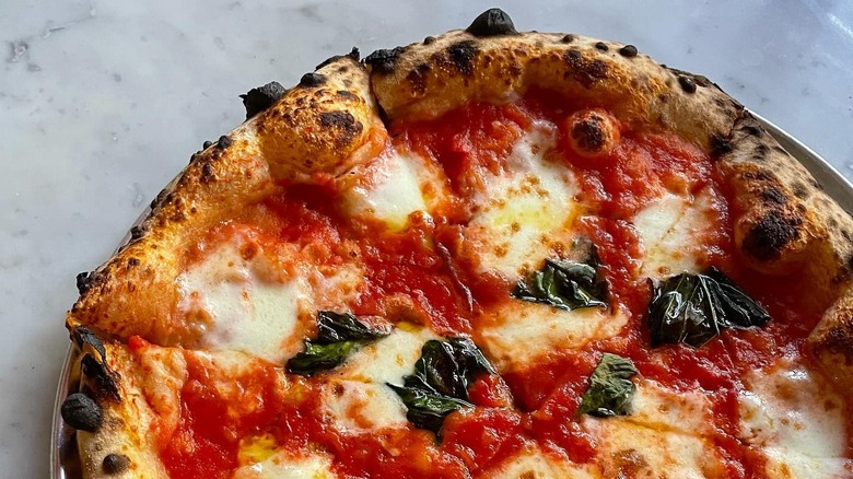 Close up of Margherita pizza