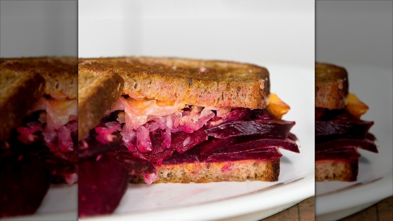 Vegetarian Reuben with beets