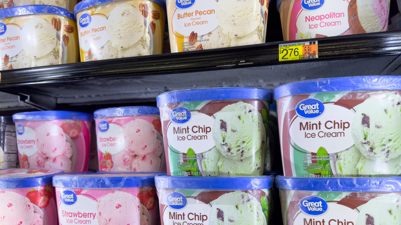 Great Value ice cream flavors in the freezer section