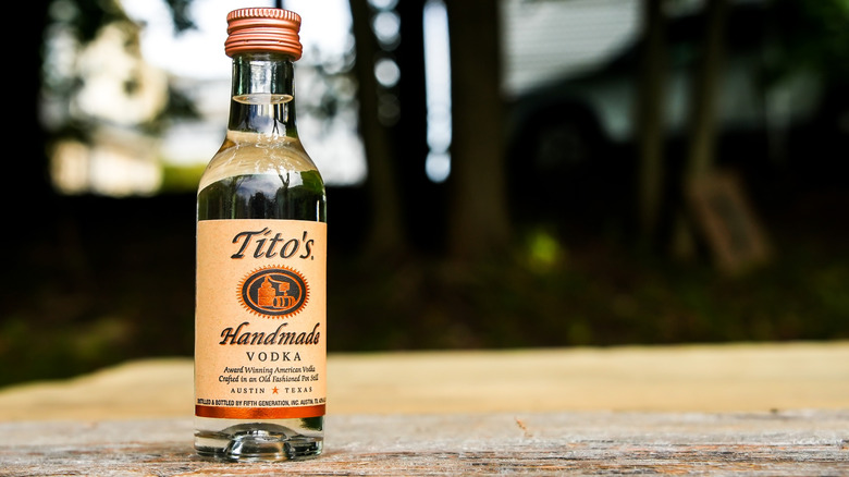 Miniature bottle of Tito's Handmade Vodka