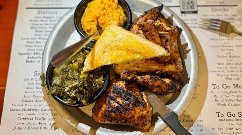 Smoked chicken and sides from Shiver's