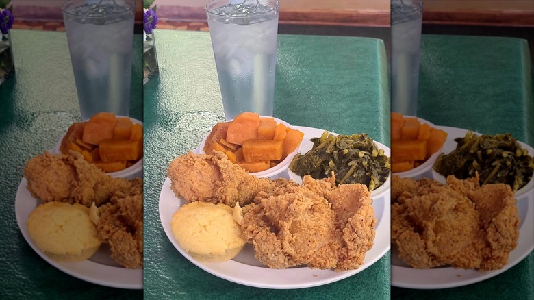 Four Way Restaurant fried chicken with sides on plate