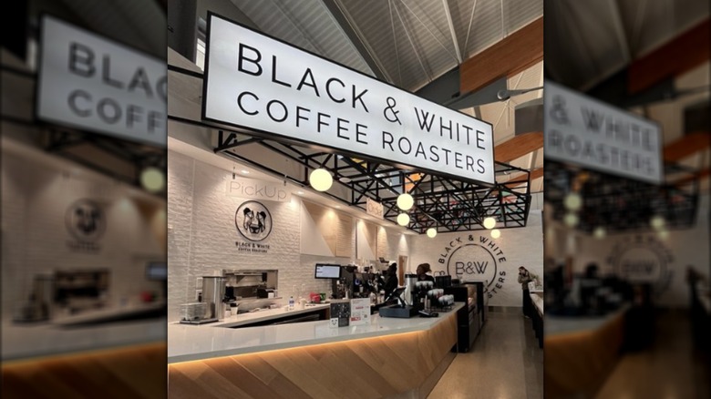 The interior of a Black & White Coffee Roasters shop