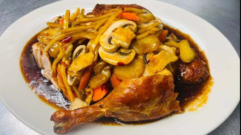 Chiang Mai Duck with brown sauce, mushrooms, bamboo, carrots from Kin Thai Cuisine