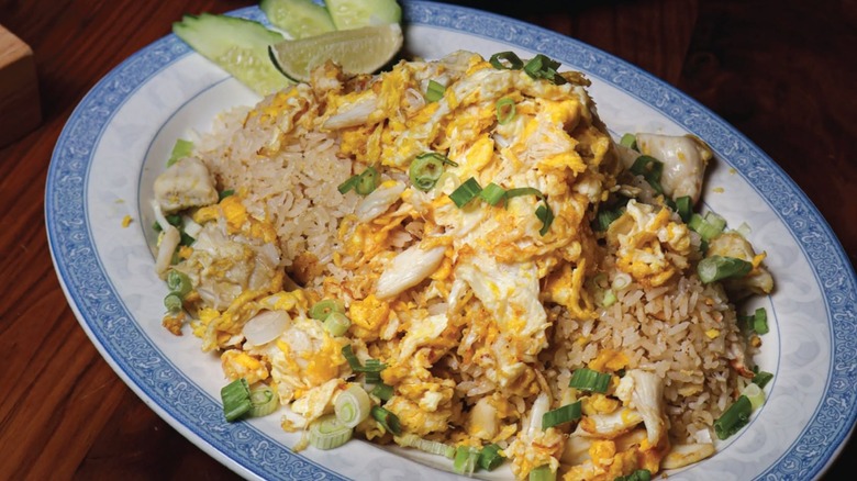 Thai entree featuring rice and fried egg from Weera Thai