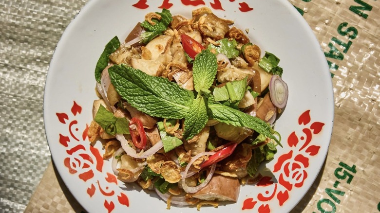 Yum Makhua Yao (Chinese eggplant, steamed and dressed with charred aromatics, lifted with lime, fish sauce, and chili) from Kalaya