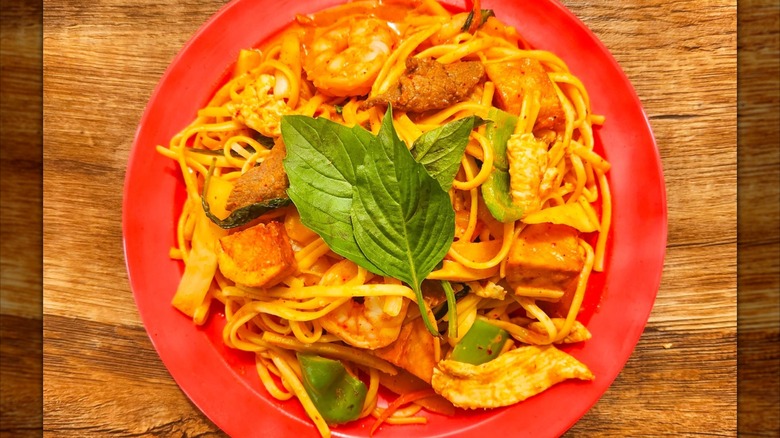 Thai noodle dish with shrimp from Sweet Basil