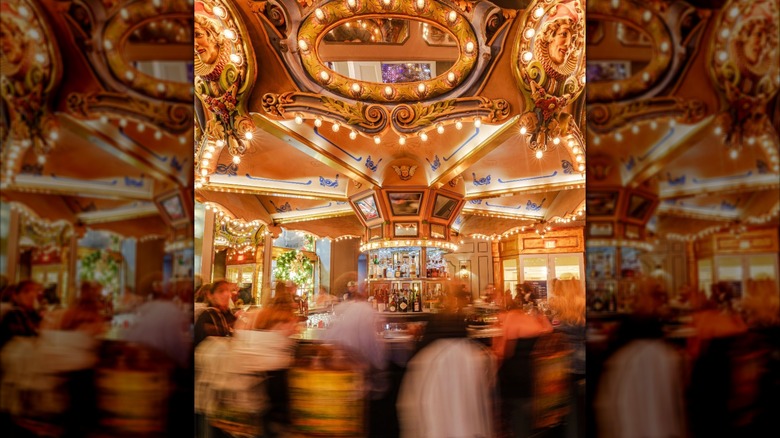 Artistic photo of interior dining room of The Carousel Bar & Lounge with blurred edges