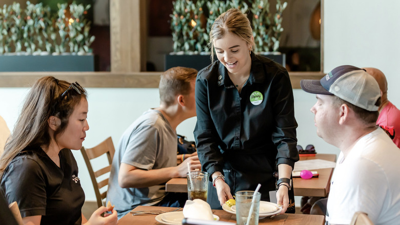 People eating at Olive Garden