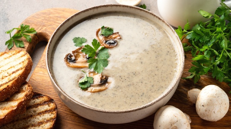 A creamy mushroom soup.