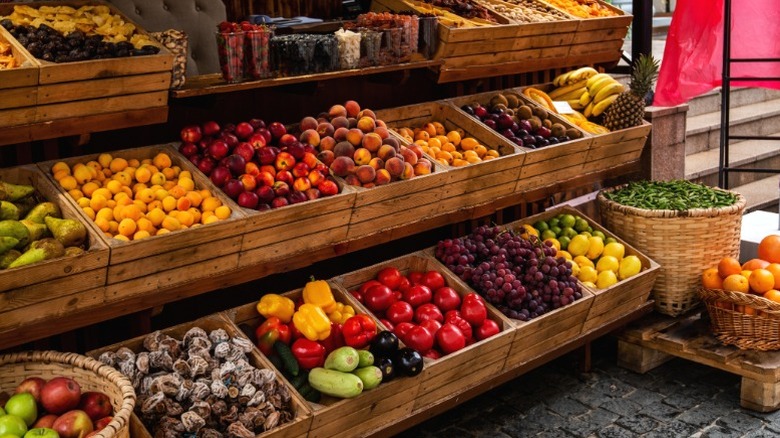 A European street market.