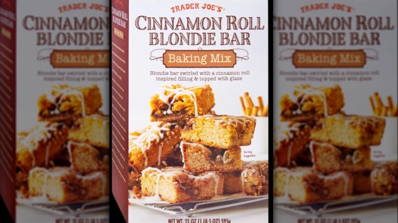 Trader Joe's Cinnamon Roll Blondie Bar Baking Mix package