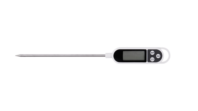 Meat thermometer against a white background