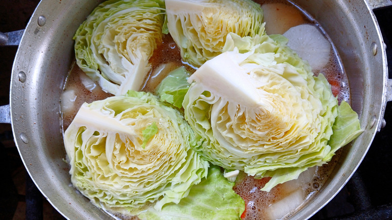 cabbage in a metal pot