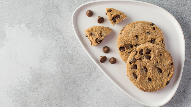 chocolate chip cookies on plate