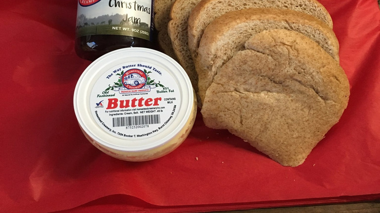 Homestead Creamery butter with jam and bread