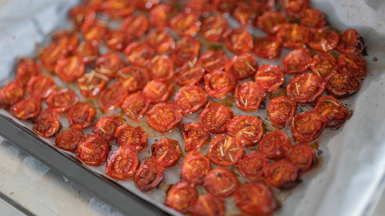 pan of roasted tomatoes