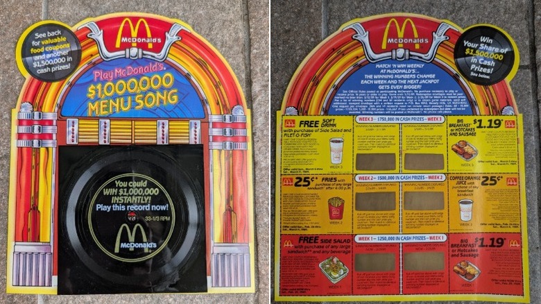 $1,000,000 Menu Song front and back display