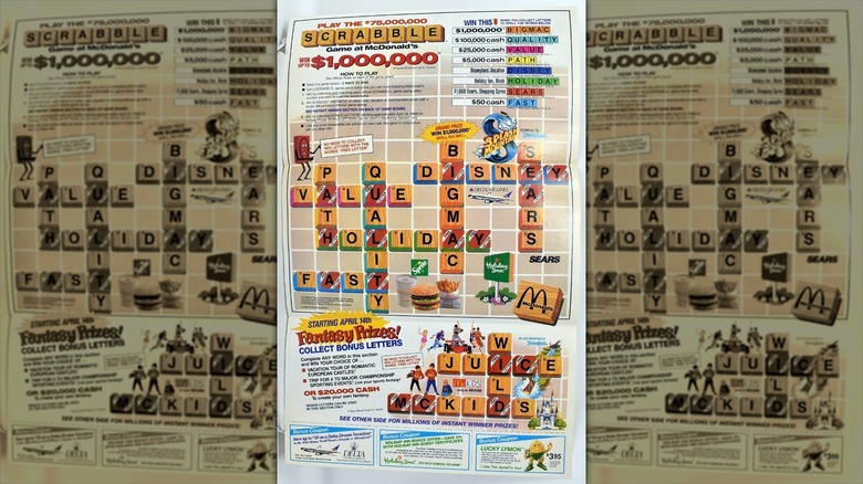 McDonald's Scrabble-themed game board