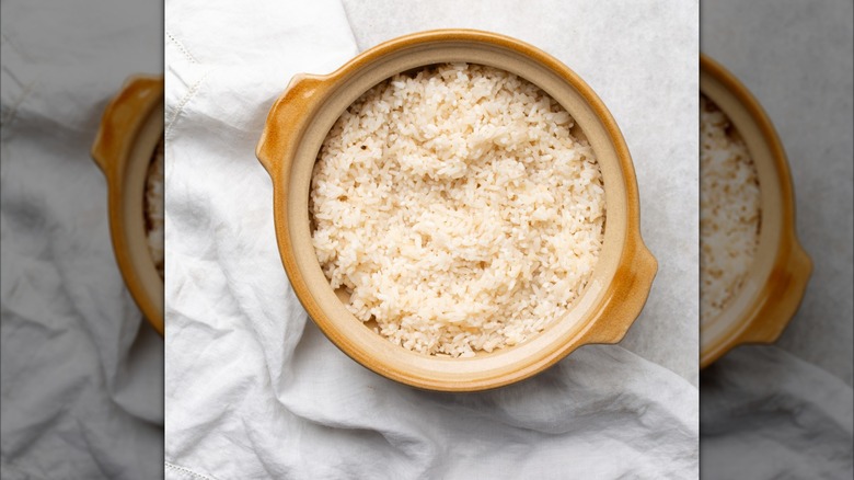 Donabe filled with rice