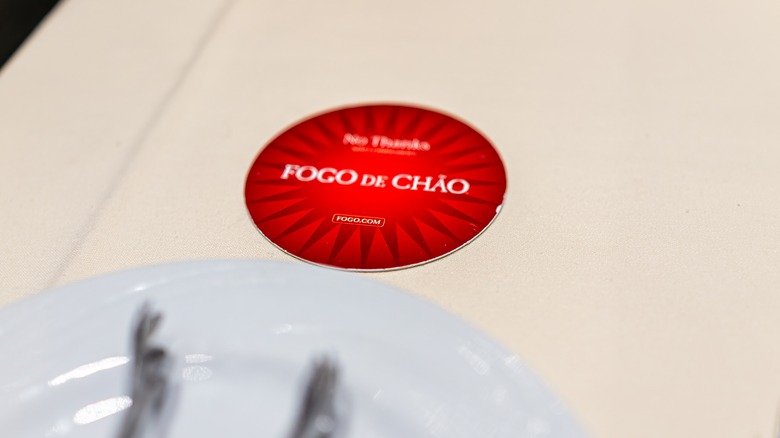 The table cards used Fogo de Chão