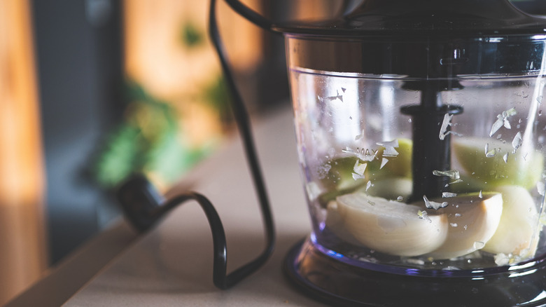 Close up of a food processor
