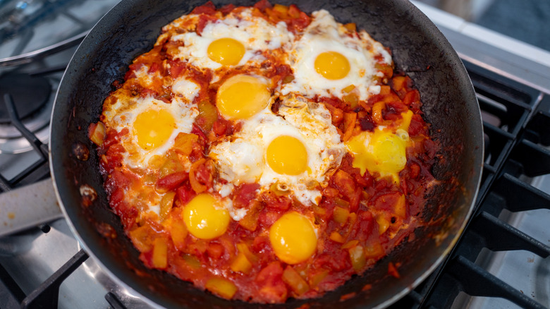 Shakshuka in a nonstick pan