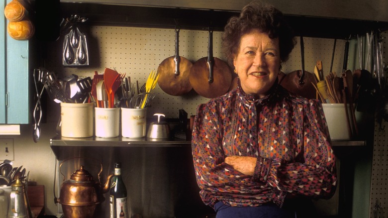 Julia Child in her kitchen.
