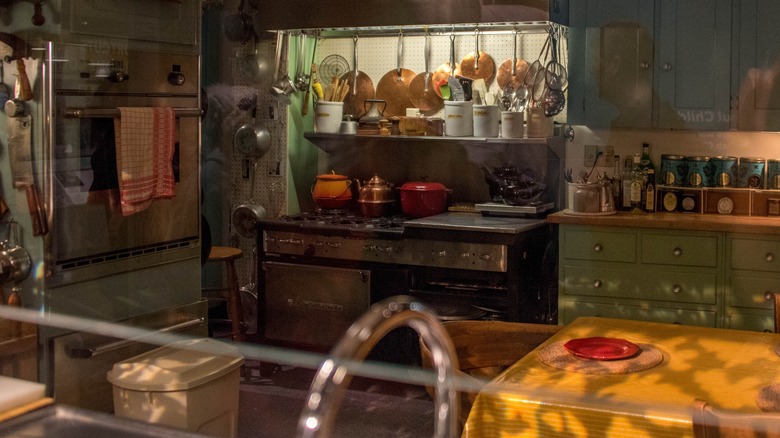 A glimpse of Julia Child's Garland stove in her home kitchen that's on display at the Smithsonian National Museum of American History.