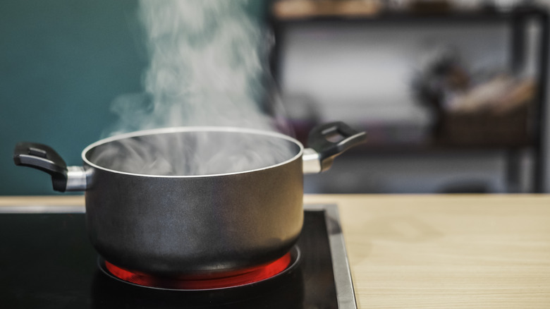 A pot of boiling water