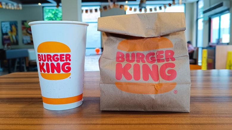 Burger King drink and paper bag