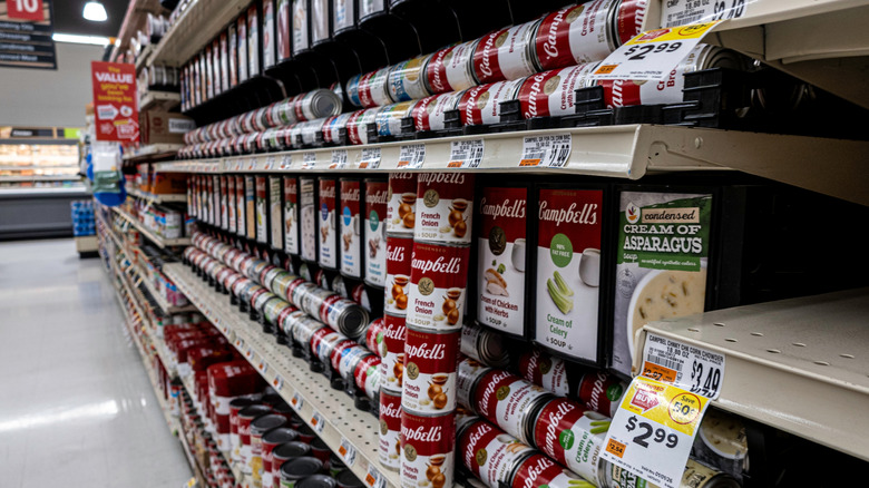 Campbell's soup aisle at local supermarket.