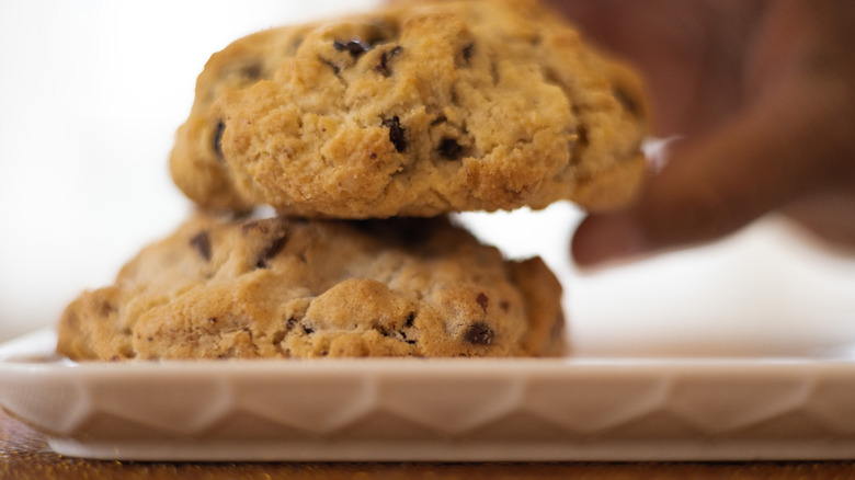 Choclate chip cookies on a plate