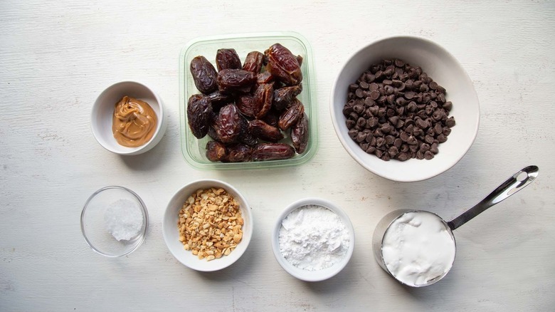 Ingredients for Snickers-style chocolate covered dates