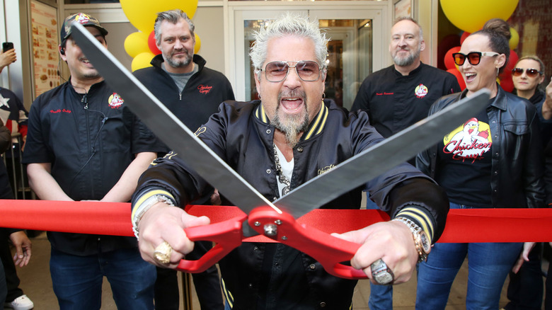 Chicken Guy! Co-Founder/Chef Guy Fieri poses at the opening of his new restaurant "Chicken Guy!" in Times Square on February 26, 2025 in New York City.