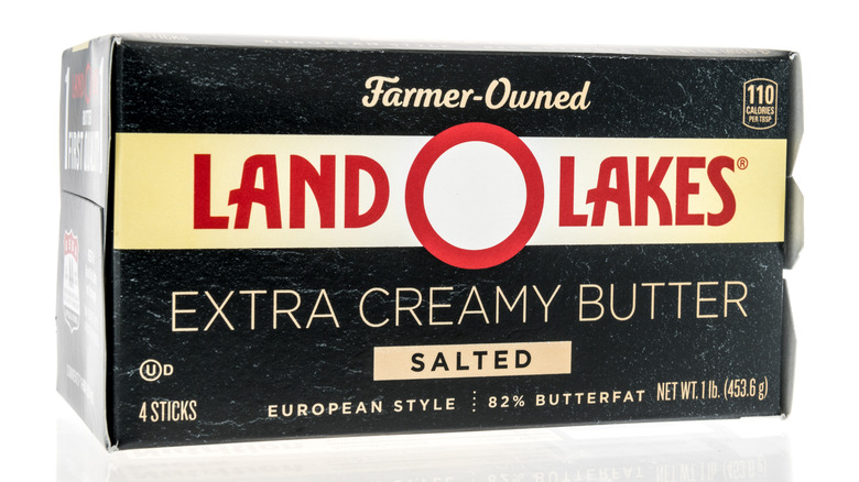 Sticks of Kerrygold butter sitting on a store shelf