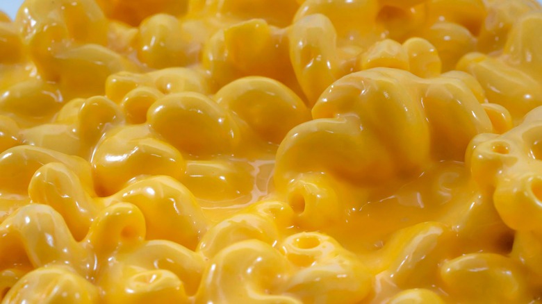 Up-close view of mac and cheese