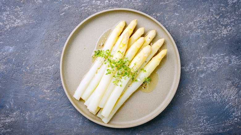 white asparagus on plate